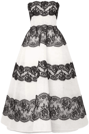 Lace-paneled Point D'esprit Tulle Gown - White
