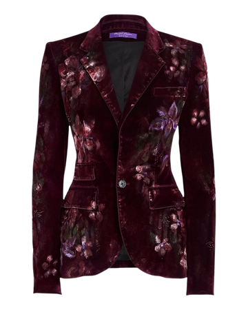 Ralph Lauren Collection Calan Floral Flocked Denim Single-Breasted Blazer | Neiman Marcus