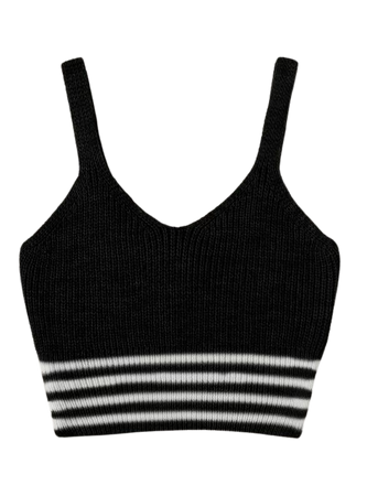 Striped Trim Crop Knit Top | SHEIN USA