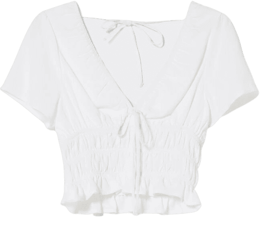 Short sleeve blouse with tie-up gathering - New - Woman | Bershka