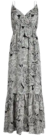 Floral Satin Wrap Front Tiered Maxi Dress | Express