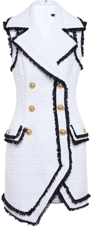 Balmain - Cotton-blend tweed minidress | Mytheresa