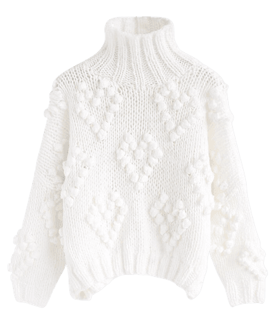 Knit Your Love Turtleneck Sweater in White - Retro, Indie and Unique Fashion