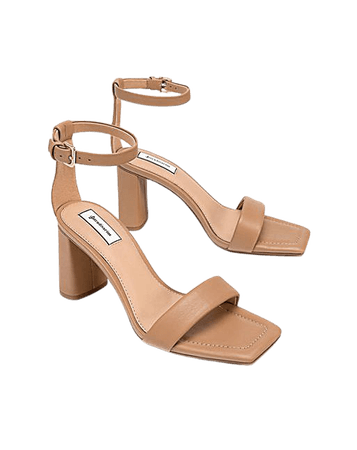 Stradivarius strappy heeled sandals in tan | ASOS