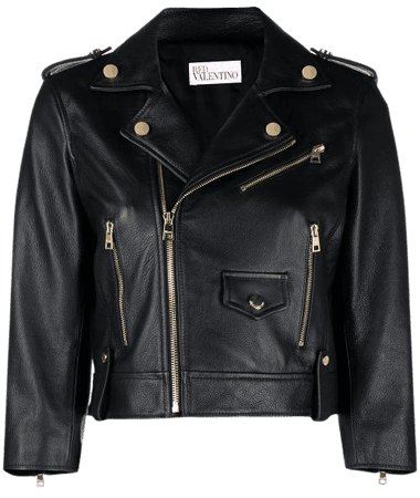 RED Valentino Cropped Leather Biker Jacket - Farfetch