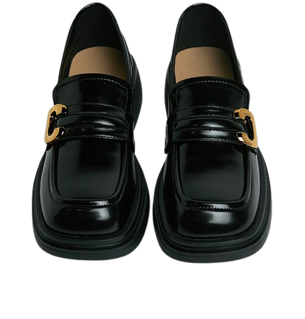 Metal Buckle Lacquer Platform Loafers - Creative Essentials