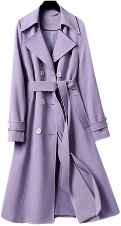 Amazon.com: Women's Purple Double Breasted Long Trench Coat Lapel Long Sleeve Slim Belt Spring Autumn Trench Coat : Clothing, Shoes & Jewelry