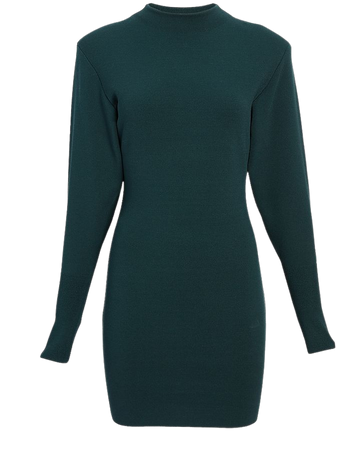 Mock Neck Padded Shoulder Sweater Sheath Dress | Express