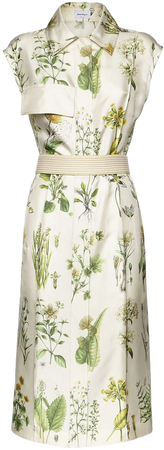 Salvatore Ferragamo, Botanical shirt belted dress