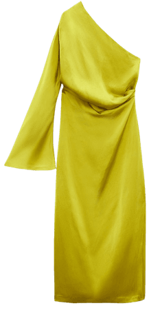 SATIN EFFECT ASYMMETRIC DRESS - Lime green | ZARA United States