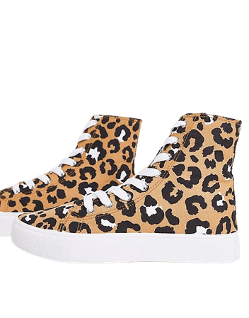 ASOS DESIGN Daz canvas high top sneakers in brown leopard | ASOS