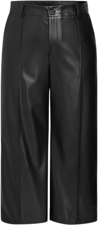 PU Solid High Waist Wide Leg Trousers Curve & Plus - Cider