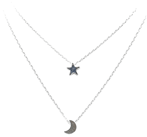 TOOGOO Double layer star Moon lady Necklace of silver: Amazon.co.uk: Jewellery