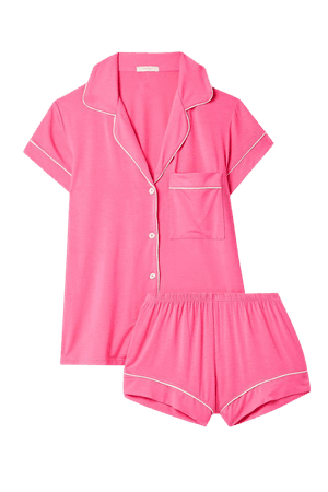 Bright pink Gisele stretch-modal pajama set | Eberjey | NET-A-PORTER