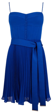 Top Stitch And Pleat Woven Mini Dress | Karen Millen