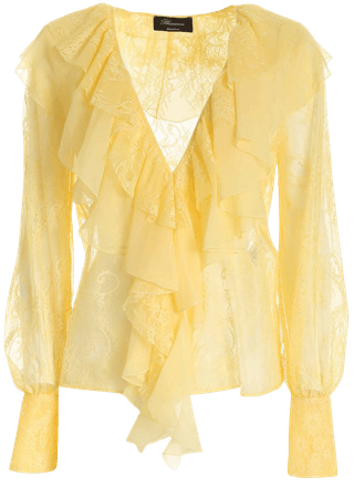 Blumarine Lace Blouse In Yellow | ModeSens