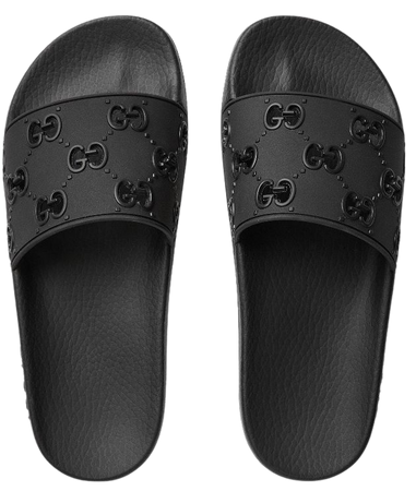 gucci gg women’s slide sandals in black.