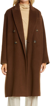 Oversize Double Breasted Wool Blend Coat
