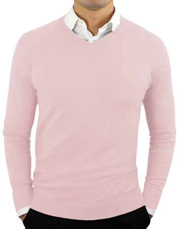 CC Perfect Slim Fit V Neck Sweaters for Men | Lightweight Breathable Mens Sweater | Soft Fitted V-Neck Pullover for Men, Medium, Pink at Amazon Men’s Clothing store