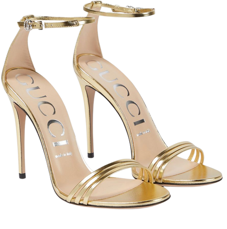 Metallic Leather Sandals in Gold - Gucci | Mytheresa