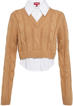 Duke Cable Knit Wool Sweater in Brown - Staud | Mytheresa