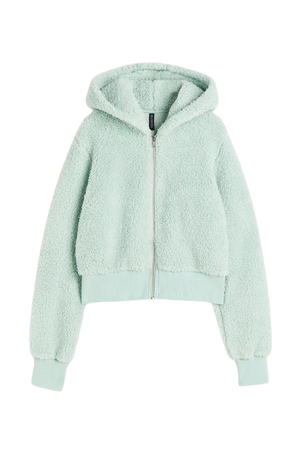 Hooded Teddy Fleece Jacket - Mint green - Ladies | H&M US