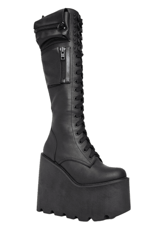 *clipped by @luci-her* Current Mood Obsidian Platform Boots Black | Dolls Kill