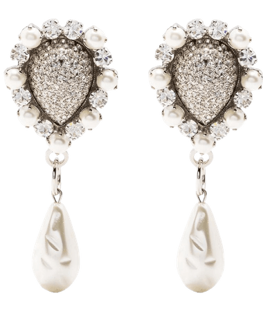 Alessandra Rich pearl-pendant Clip Earrings - Farfetch