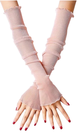 Pink Arm Sleeves Women Summer Driving Gloves Sexy Sheer Glitter Mesh Gloves
