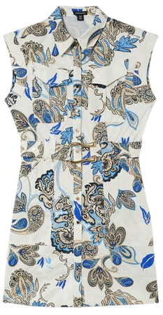 Batik Print Cotton Sateen Mini Shirt Dress | Karen Millen