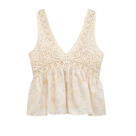 Cream Crotchet Laced Tank Top Anthropologie