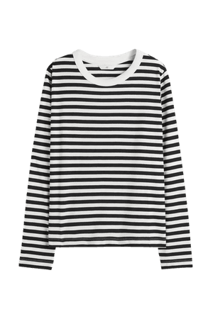 Cotton Jersey Top - Black/striped - Ladies | H&M US