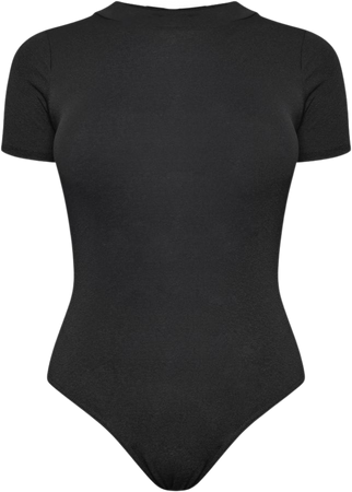 Black Burnout Mesh High Neck Short Sleeve Bodysuit | PrettyLittleThing USA