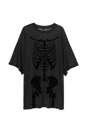 Oversized Mesh T-shirt - Black skeleton - Ladies | H&M US