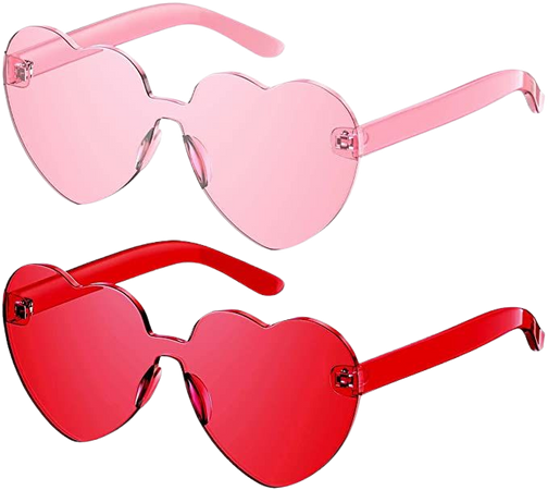 Amazon.com: Heart Sunglasses for Women Candy Color Transparent Rimless Heart Glasses for Girls Cute Heart Shaped Sunglasses for Party Beach Swimming Pool 2 Packs (Heart Rose) : Clothing, Shoes & Jewelry