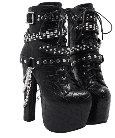 Stud & Chain Motorcycle Boots Goth Punk Fashion Booties | Kawaii Babe