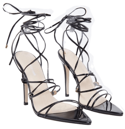 PLT black patent lace up heels
