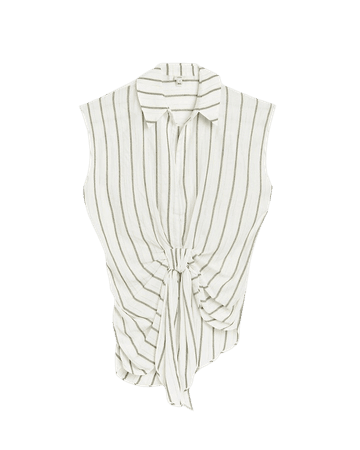 White striped knot front shirt | River Island
