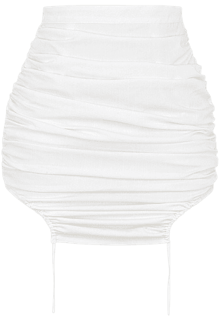 'Satellite' White Linen Gathered Mini Skirt - Mistress Rock