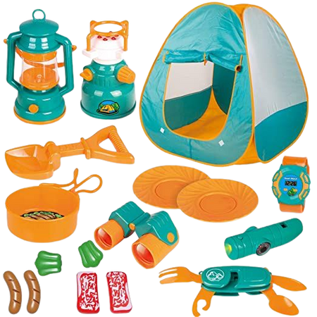 Amazon.com: FUN LITTLE TOYS Kids Play Tent, Pop Up Tent with Kids Camping Gear Set, Outdoor Toys Camping Tools Set for Kids, 18 Pieces: Toys & Games