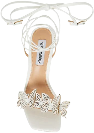 UTOPIA White Butterfly Lace Up Heeled Sandal | Women's Heels – Steve Madden