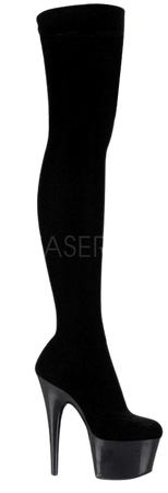 Pleaser Adore-3002 Black Velvet Thigh High Platform Boots – BananaShoes