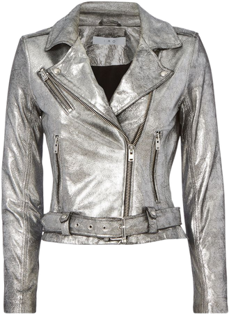 Silver Leather Moto Jacket - IRO | INTERMIX®