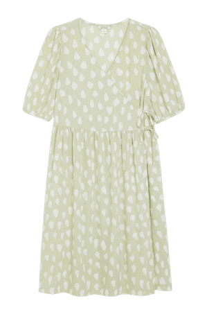 Midi wrap dress - Green with white dots - Midi dresses - Monki WW