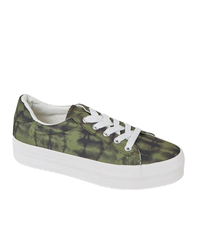 Green Camo Print Lace Up Flatform Trainers | New Look