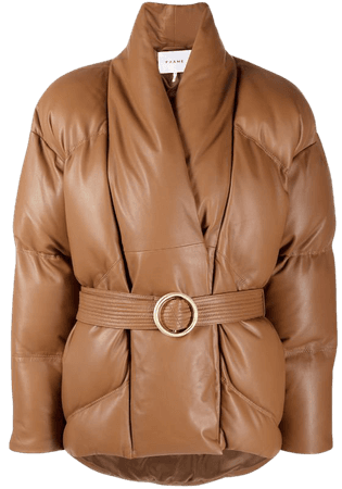 FRAME wrap leather puffer jacket - FARFETCH