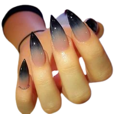white to black ombre stiletto nails