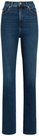 Super High Waisted Dark Wash Modern Straight Jeans | Express