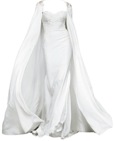 White Caped Evening Gown