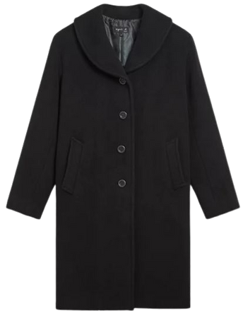 black wool coat with photo lining | agnès b.